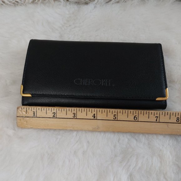 Cherokee Women's Black Genuine Grain Top Leather Long Wallet - Picture 10 of 11